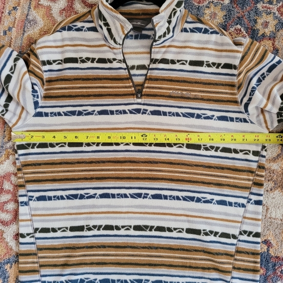 Eddie Bauer Men Quest Quarter Zip Fleece Pullover Size Medium Stripes Multicolor - Picture 7 of 8